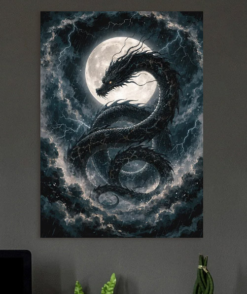 Dragon in a Moonlit Storm
